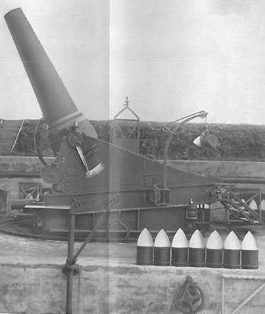 Søbatteriet Charlottenlund Batteri. 29 cm. haubitz M1910. www.vestvolden.info.